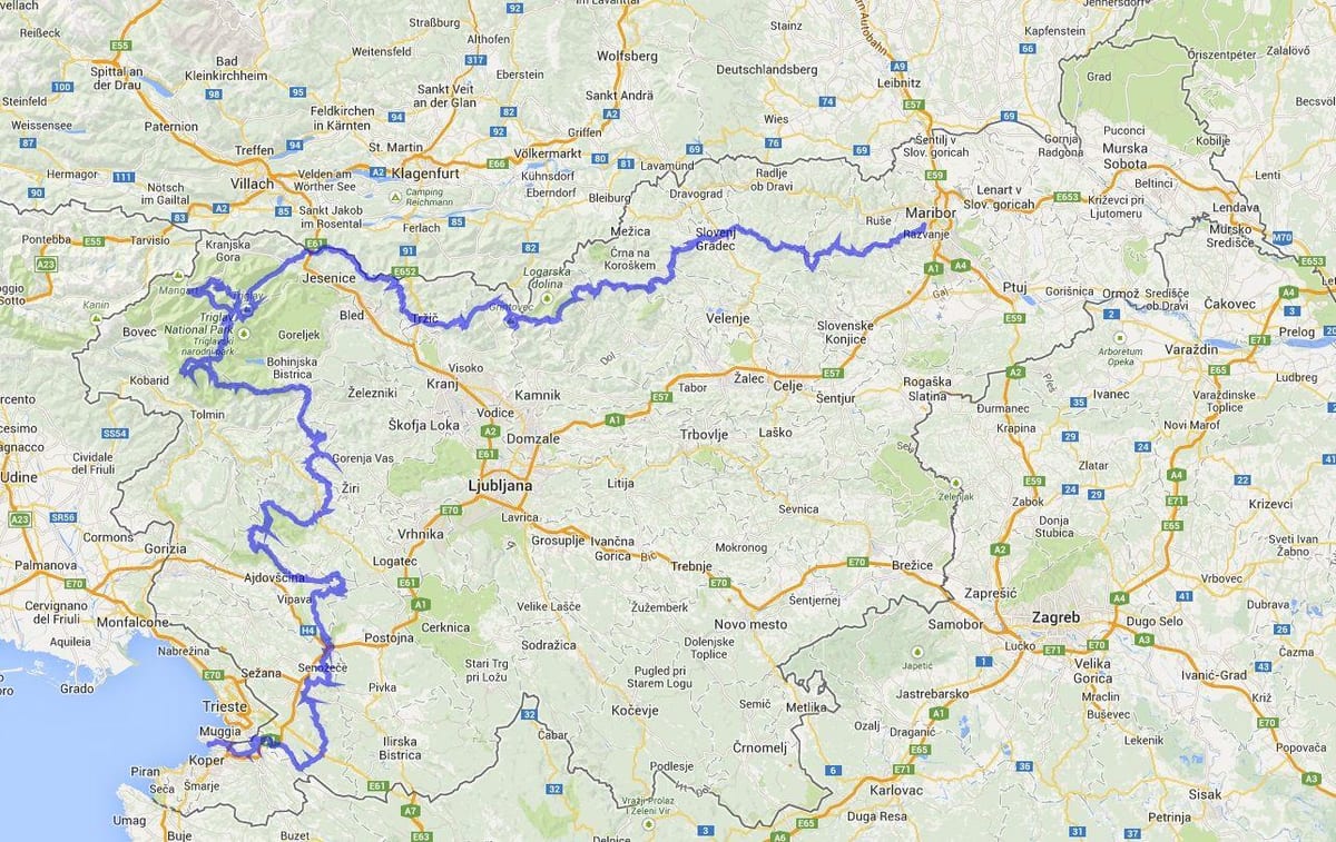 Harta Slovenă traseu de munte