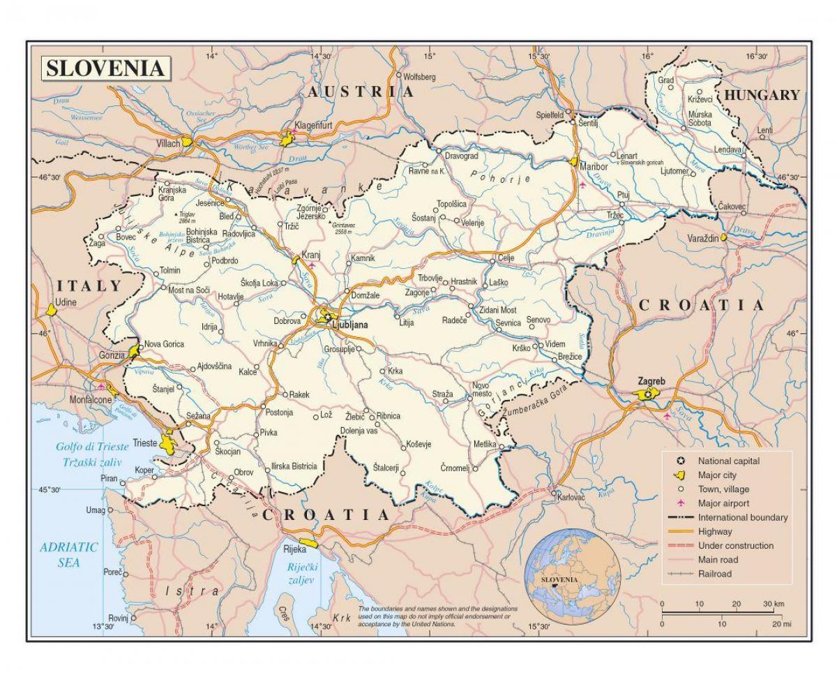 Harta Sloveniei orașe