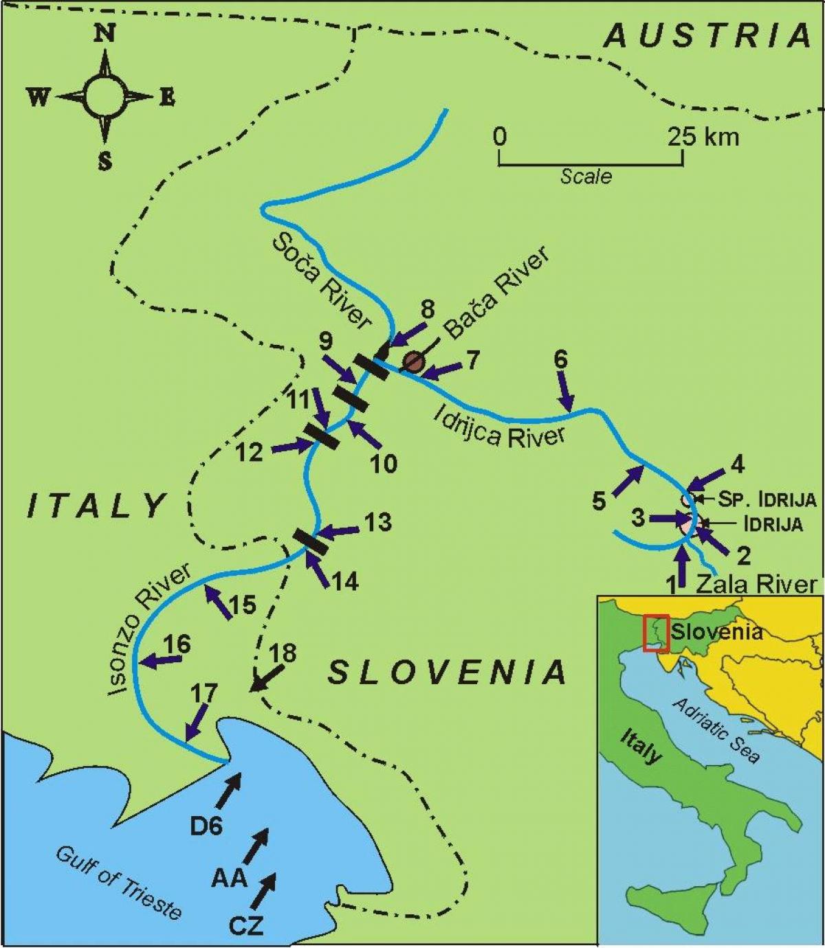 Harta râul soca din Slovenia