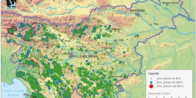 Harta de peșteri din Slovenia